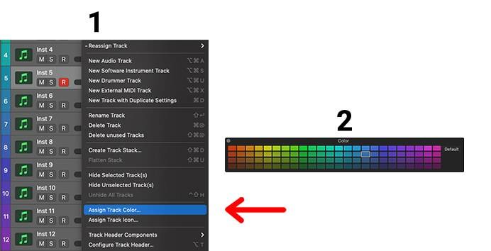 رنگ آمیزی خودکار بین ترک و ریجن اولین کاری که نیاز است انجام دهید انتخاب رنگ برای ترک است. روی ترک راست کلیک کرده Assign track color را میزنید و رنگ را انتخاب میکنید. حالا نوبت این است رنگ بندی ریجن را به صورت خودکار با ترک یکی کنیم روی ریجن راست کلیک کرده از قسمت Name and Color گزینه Color Regions By track را میزنید کار تمام است همین کار را برای نام ترک و ریجن نیز میتوان انجام داد.